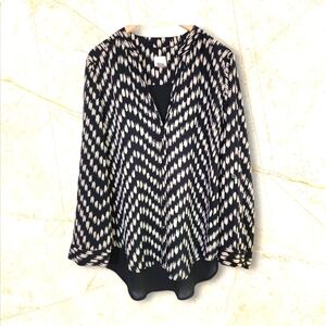 Chicos Womens Button Down Blouse Chico's Missy Sz 2 (L 12) Pit To Pit 22"